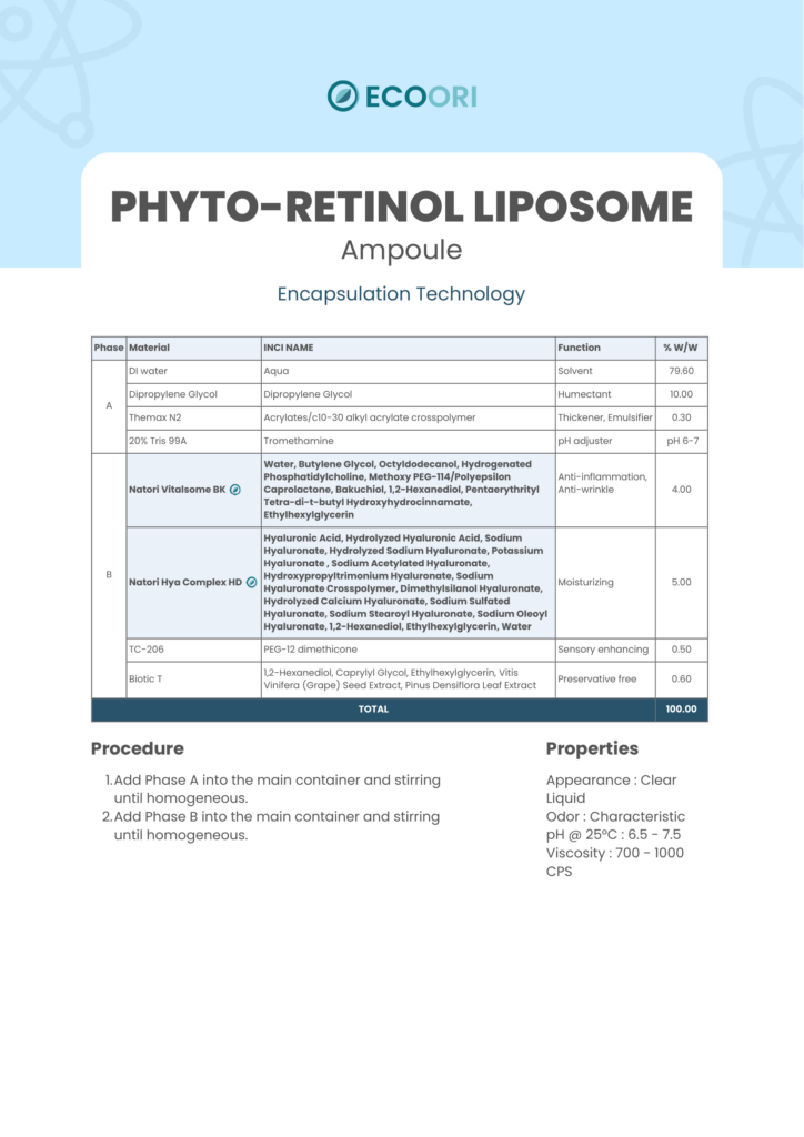 phyto retinol liposome ampoule formulation guide by Ecoori