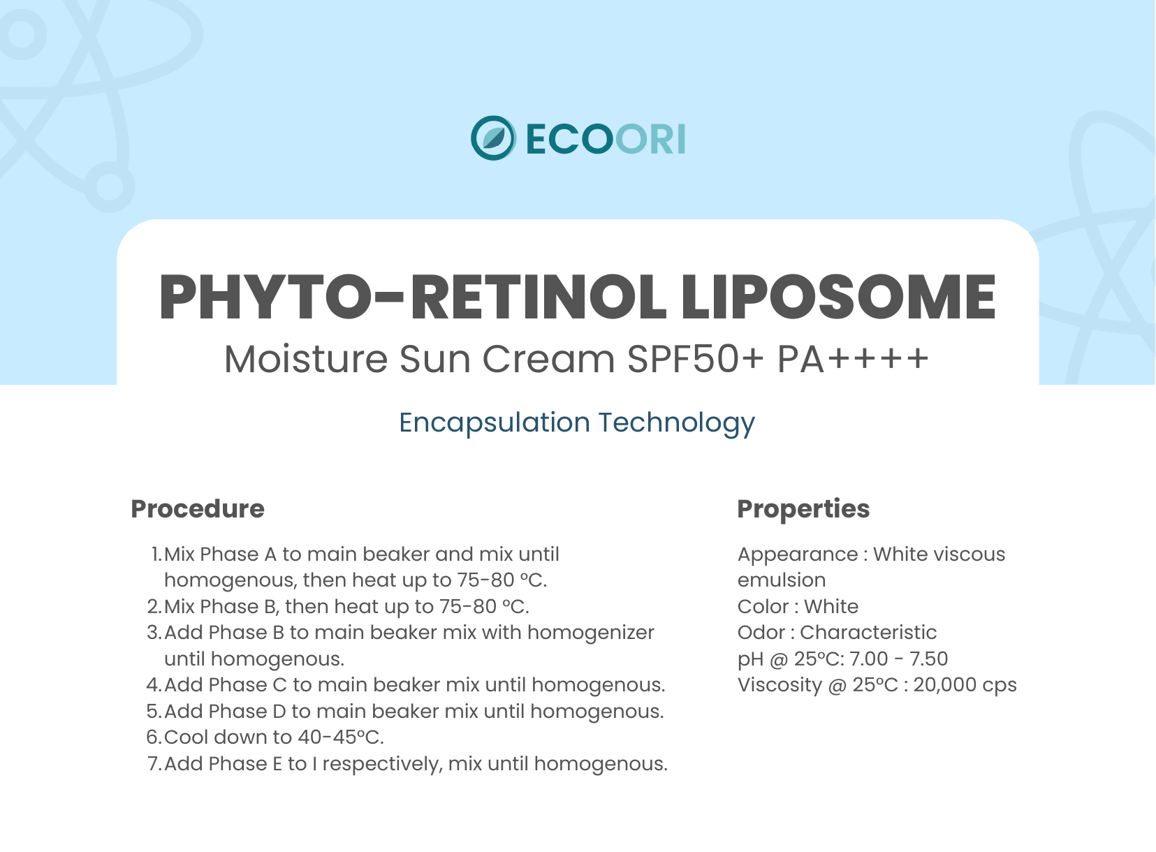Phyto Retinol Liposome Moisture Sun Cream SPF50+ PA++++ formulation guide by Ecoori